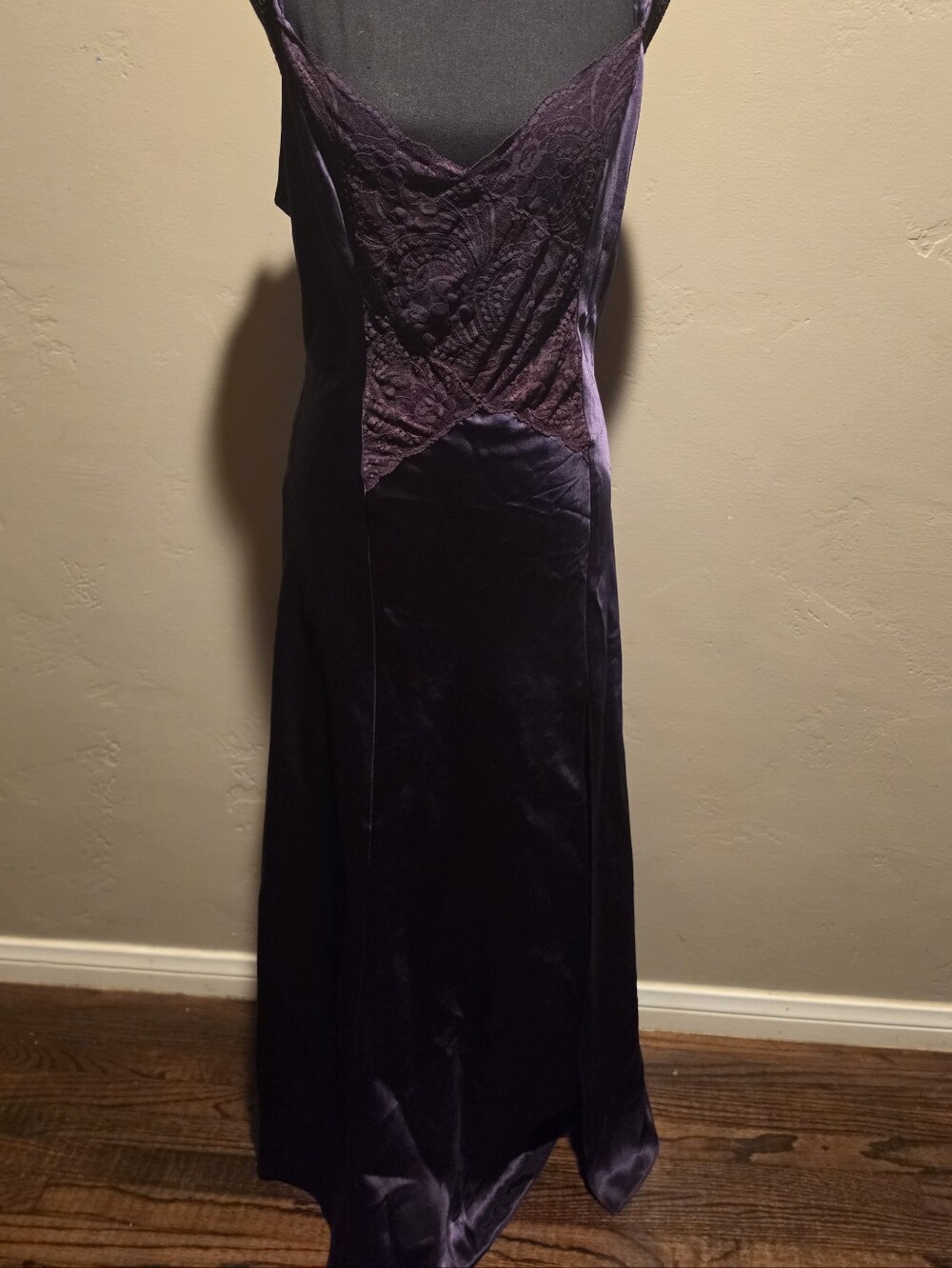 Victoria's Secret Deep Purple Velvet Slip Maxi Dress with Lace Bodice